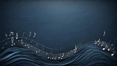The primary subject of the image is a musical composition, featuring a series of musical notes arranged in a visually appealing manner. The notes are arranged in a way that resembles a wave, giving the impression of a musical ocean. The setting is a blue background, which complements the musical notes and adds to the overall atmosphere of the image. The visual style of the image is a combination of digital art and illustration, creating a unique and captivating representation of music. The colors and mood of the image are predominantly