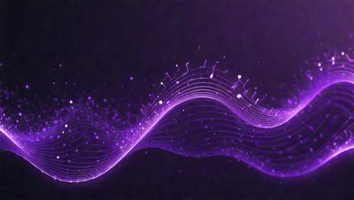 The primary subject of the image is a purple wave with a musical theme. The wave is composed of musical notes, creating a visually appealing and creative scene. The setting is a dark background, which contrasts with the purple wave and adds depth to the image. The visual style is a combination of digital art and illustration, as the wave is composed of musical notes and the overall atmosphere is artistic and imaginative. The colors and mood of the image are predominantly purple, which adds a sense of
