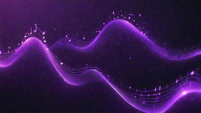 The primary subject of the image is a purple wave or sound wave, which is the main focus of the image. The setting is a dark background, which contrasts with the purple wave. The visual style is a combination of digital art and illustration, creating a unique and artistic representation of the purple wave. The colors and mood of the image are predominantly purple, which gives it a calming and serene atmosphere.