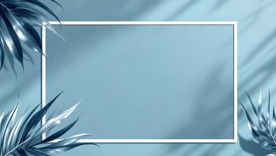 The primary subject of the image is a blue background with a white frame. The setting is a blue sky, and the visual style is a digital art or illustration. The colors and mood of the image are predominantly blue and calm, creating a serene atmosphere.