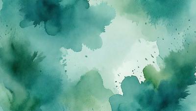 The primary subject of the image is a watercolor painting featuring a green background. The painting is a close-up of a watercolor painting of a leaf, showcasing the intricate details of the leaf's texture. The visual style of the image is a watercolor painting, which gives it a unique and artistic appearance. The colors and mood of the painting are predominantly green, creating a serene and natural atmosphere.