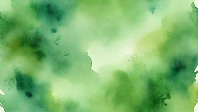 The primary subject of the image is a green, watercolor-like painting of a forest. The setting is a lush, green environment with trees and foliage. The visual style is a watercolor painting, which gives the image a vibrant and natural appearance. The colors and mood are predominantly green, creating a serene and peaceful atmosphere.