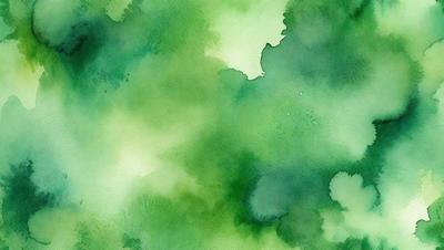 The primary subject of the image is a green, watercolor-style painting of a leafy plant. The setting is a green background, which complements the vibrant green color of the plant. The visual style is a watercolor painting, which gives the image a unique, artistic appearance. The colors and mood of the image are predominantly green, creating a serene and natural atmosphere.