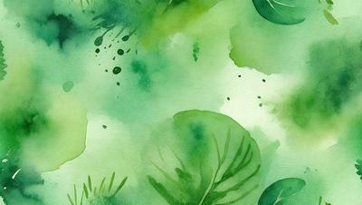 The image features a green leafy plant with a watercolor-like appearance. The plant is the primary subject, and it is set against a backdrop of a green and white watercolor-style background. The visual style of the image is a combination of a photo and a watercolor painting, creating a unique and artistic representation of the plant. The dominant colors in the image are green and white, giving it a fresh and natural atmosphere.