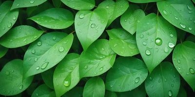 The primary subject of the image is a close-up of a leaf covered in water droplets. The leaf is green and appears to be a part of a larger plant. The setting is a close-up of the leaf, with no background visible. The visual style is a close-up of the leaf, which gives a sense of detail and texture. The colors are predominantly green, with the water droplets adding a touch of blue. The overall atmosphere is calm and serene, as the image captures the beauty of