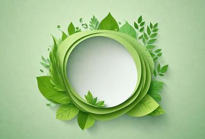 The primary subject of the image is a green circle with a white circle in the center. The setting is a green background, and the visual style appears to be a digital art or illustration. The dominant colors are green and white, creating a calm and serene atmosphere.