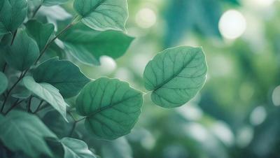 The primary subject of the image is a leaf, which is the main object, scene, or focus of the image. The leaf is green and is situated in a forest setting, surrounded by other leaves. The visual style of the image is a photo, capturing the natural beauty of the leaf in its environment. The colors and mood of the image are predominantly green, creating a serene and natural atmosphere.