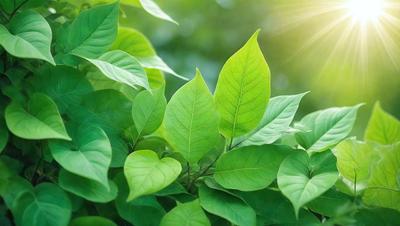 The primary subject of the image is a close-up of a leafy green plant with bright green leaves. The plant is surrounded by a lush green environment, which adds to the overall atmosphere of the image. The visual style of the image is a photo, capturing the details and textures of the plant. The colors and mood of the image are vibrant and fresh, with the bright green leaves standing out against the lush green background.
