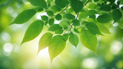 The primary subject of the image is a leafy green tree with bright green leaves. The tree is surrounded by a lush green forest, creating a serene and natural atmosphere. The visual style of the image is a photo, capturing the beauty of the tree and its surroundings. The colors and mood of the image are predominantly green, with the bright green leaves of the tree standing out against the lush green forest.