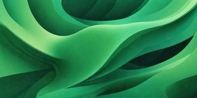 The primary subject of the image is a green, swirling, and curling pattern. The setting is a dark background, which contrasts with the vibrant green color of the pattern. The visual style appears to be a digital art or illustration, as the pattern is intricate and detailed. The colors and mood of the image are predominantly green, creating a sense of calmness and tranquility.