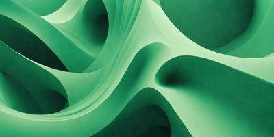 The primary subject of the image is a green, abstract sculpture or artwork. The setting is a dark background, which contrasts with the bright green color of the artwork. The visual style appears to be a combination of digital art and illustration, creating a unique and intriguing design. The colors and mood of the image are predominantly green, giving it a calm and serene atmosphere.
