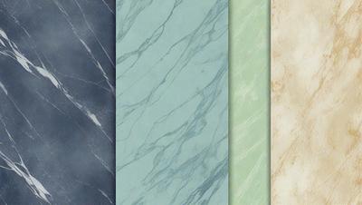 The image features a variety of marble tiles in different colors, arranged in a row. The tiles are arranged in a way that showcases their unique patterns and textures. The primary subject of the image is the marble tiles, which are the main focus of the scene. The setting is a room with a wall that has been adorned with these beautiful tiles. The visual style of the image is a close-up of the marble tiles, highlighting their intricate details. The colors and mood of