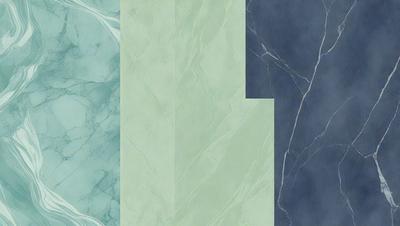 The image features a variety of marble-like textures in different colors, including blue, green, and white. The primary subject is a close-up of the marble-like textures, showcasing their unique patterns and textures. The setting is a wall with the marble-like textures as the main focus. The visual style is a combination of digital art and illustration, creating a realistic and visually appealing representation of the marble-like textures. The colors and mood of the image are