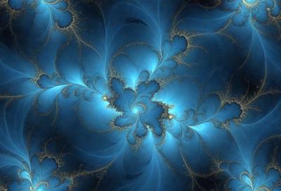 The primary subject of the image is a blue and white swirling pattern, which appears to be a digital art or illustration. The setting is a blue background, and the visual style suggests that it is a digital artwork or a pattern. The dominant colors are blue and white, creating a calming and serene atmosphere.