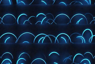 The primary subject of the image is a series of blue swirls or circles, which are the main objects in the scene. The setting is a dark background, which contrasts with the bright blue swirls. The visual style appears to be a digital art or illustration, as the swirls are depicted in a patterned manner. The dominant colors are blue, and the overall atmosphere is one of movement and energy.