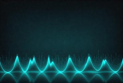 The primary subject of the image is a series of blue and green waves, which are the main objects in the scene. The setting is a dark background, which contrasts with the bright colors of the waves. The visual style of the image is a digital art or illustration, as it appears to be a pattern or texture created with computer software. The dominant colors of the image are blue and green, giving it a calm and soothing atmosphere.