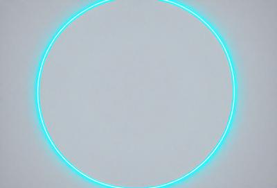 The primary subject of the image is a large, round, blue circle. The circle is the main object, scene, or focus of the image. The setting or background of the image is a white, cloudy sky. The visual style of the image is a photo, as it appears to be a real-life scene. The colors and mood of the image are predominantly blue, creating a calm and serene atmosphere.