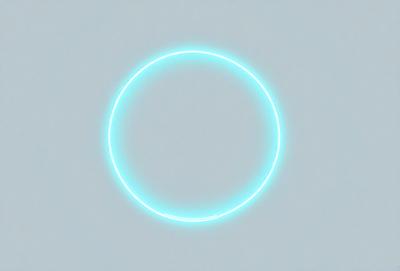 The primary subject of the image is a large, brightly lit circle. The circle is illuminated by a neon glow, giving it a unique and eye-catching appearance. The setting is a cloudy sky, which provides a contrasting backdrop for the circle. The visual style of the image is a combination of photo and digital art, creating a striking and artistic representation of the circle. The colors and mood of the image are predominantly blue and cool, with the neon glow adding a warm and