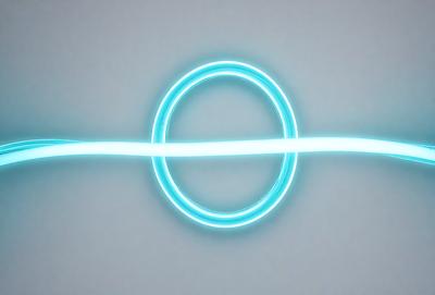 The primary subject of the image is a blue ring, which is the main object, scene, or focus of the image. The setting or background is a gray wall, and the visual style appears to be a digital art or illustration. The colors and mood of the image are predominantly blue, creating a calm and serene atmosphere.