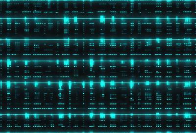 The primary subject of the image is a series of blue lines arranged in a pattern. The setting is a black background, which contrasts with the blue lines. The visual style appears to be a digital art or illustration, as the lines are organized in a cohesive manner. The dominant colors are blue, creating a calm and soothing atmosphere.