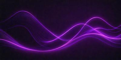 The primary subject of the image is a purple wave or light, which appears to be a digital art or illustration. The setting is a dark background, which contrasts with the purple wave. The visual style gives the impression of a futuristic or abstract design. The colors and mood of the image are predominantly purple, creating a sense of depth and intrigue.