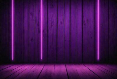 The primary subject of the image is a purple wall with a wooden texture. The setting is a room with a wooden floor, and the visual style is a digital art or illustration. The dominant colors are purple and pink, creating a moody and artistic atmosphere.