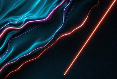 The primary subject of the image is a long, bright red line that is stretched across the screen. The setting is a dark background, which contrasts with the bright red line. The visual style appears to be a digital art or illustration, as the line is depicted in a smooth and continuous manner. The colors and mood of the image are predominantly dark and dramatic, with the bright red line serving as a striking focal point.