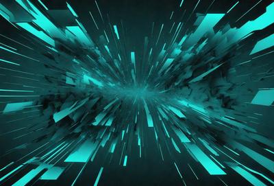 The primary subject of the image is a brightly colored, futuristic tunnel. The tunnel is filled with a vibrant blue light, creating a sense of movement and energy. The setting is a dark background, which contrasts with the bright tunnel, emphasizing its presence. The visual style of the image is a combination of digital art and illustration, giving it a unique and captivating appearance. The colors and mood of the image are predominantly blue, which adds to the futuristic and dynamic atmosphere.