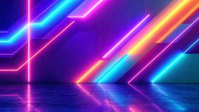 The primary subject of the image is a wall with a pattern of colored lights. The wall appears to be made of glass, and the lights are arranged in a way that creates a visually striking pattern. The setting is indoors, and the visual style is a combination of digital art and illustration. The colors and mood of the image are vibrant and energetic, with the colored lights creating a lively atmosphere.