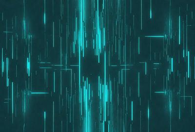 The primary subject of the image is a blue and green patterned background. The setting is a dark blue background with a pattern of blue and green lines. The visual style is a digital art or illustration, creating a futuristic and dynamic atmosphere. The colors and mood convey a sense of movement and energy, with the blue and green lines creating a sense of depth and complexity.