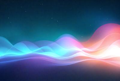 The primary subject of the image is a colorful wave pattern, which is displayed on a blue background. The visual style of the image is digital art, as it appears to be a digital illustration or a pattern. The dominant colors in the image are blue and pink, creating a vibrant and lively atmosphere.