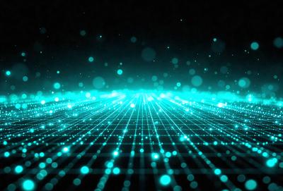 The primary subject of the image is a blue and green patterned background. The setting is a dark background, which contrasts with the brightly colored pattern. The visual style is a digital art or illustration, as the pattern appears to be a digital creation. The colors and mood of the image are vibrant and lively, with the blue and green hues creating a sense of depth and movement.