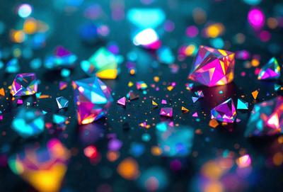 The primary subject of the image is a close-up of a colorful, rainbow-colored pattern, which appears to be a digital art or illustration. The setting is a black background, which contrasts with the vibrant colors of the pattern. The visual style is a mix of digital art and illustration, creating a unique and eye-catching design. The colors and mood of the image are predominantly bright and cheerful, with the rainbow colors evoking a sense of happiness and positivity.