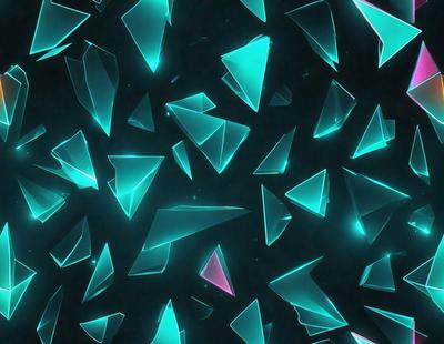 The primary subject of the image is a pattern of triangular shapes, which are primarily blue and pink in color. The setting is a dark background, which contrasts with the bright colors of the triangles. The visual style appears to be a digital art or illustration, as the triangles are arranged in a visually appealing manner. The overall atmosphere of the image is vibrant and lively, with the triangles creating a dynamic and engaging pattern.