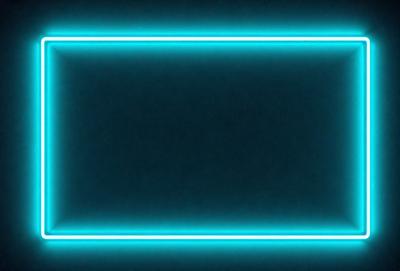 The primary subject of the image is a blue square with a neon blue outline. The setting is a dark background, which contrasts with the bright blue square. The visual style is a digital art or illustration, as the blue square appears to be a graphic design element. The colors and mood of the image are predominantly blue, creating a calm and serene atmosphere.