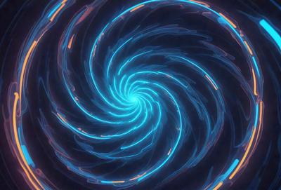 The primary subject of the image is a spiral, which is a blue and white pattern. The spiral is the main object, scene, or focus of the image. The setting or background of the image is a dark blue surface, which contrasts with the spiral. The visual style of the image is digital art, as it appears to be a digital creation. The colors and mood of the image are predominantly blue and white, giving it a calm and serene atmosphere.