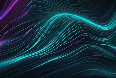 The primary subject of the image is a purple and blue wave pattern. The setting is a dark background, which contrasts with the vibrant colors of the wave pattern. The visual style is a digital art or illustration, as the wave pattern appears to be a digital creation. The dominant colors are purple and blue, creating a calming and serene atmosphere.