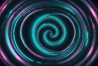 The primary subject of the image is a spiral pattern, which is a digital art or illustration. The spiral pattern is set against a dark background, creating a visually striking contrast. The colors in the spiral pattern are predominantly blue and purple, giving the image a calming and serene atmosphere.