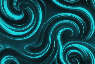 The primary subject of the image is a blue and white swirl pattern. The setting is a dark background, which contrasts with the swirl pattern. The visual style is a digital art or illustration, creating a unique and eye-catching design. The dominant colors are blue and white, giving the image a calming and soothing atmosphere.