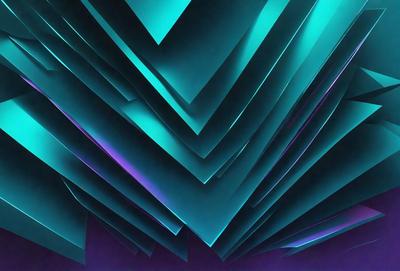 The primary subject of the image is a large, colorful, and intricate design made up of many small, blue, and purple squares. The setting is a dark background, which contrasts with the vibrant colors of the design. The visual style appears to be a combination of digital art and illustration, creating a unique and eye-catching pattern. The colors and mood of the image are predominantly blue and purple, giving it a calm and soothing atmosphere.