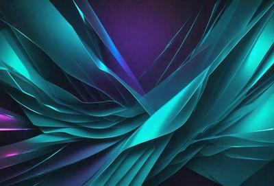 The primary subject of the image is a blue and purple abstract artwork. The setting is a dark background, which contrasts with the vibrant colors of the artwork. The visual style is a combination of digital art and illustration, creating a unique and eye-catching design. The dominant colors are blue and purple, which evoke a sense of calmness and tranquility.