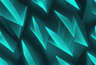 The primary subject of the image is a blue and green patterned background. The setting is a dark blue background with a pattern of blue and green triangles. The visual style is a digital art or illustration, creating a unique and eye-catching design. The colors and mood of the image are predominantly blue and green, giving it a calm and soothing atmosphere.