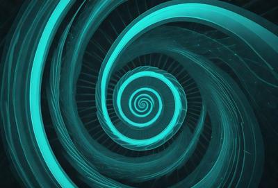 The primary subject of the image is a spiral pattern, which is the main object, scene, or focus of the image. The spiral pattern is set against a blue background, creating a visually striking and vibrant scene. The spiral pattern is a digital art piece, showcasing the artist's skill in creating intricate and detailed designs. The overall atmosphere of the image is dynamic and engaging, with the blue color palette adding a sense of depth and energy to the composition.