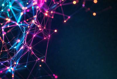 The primary subject of the image is a vibrant and colorful display of light, resembling a neon or glowing pattern. The setting is a dark background, which contrasts with the bright colors of the light display. The visual style appears to be a combination of digital art and illustration, creating a dynamic and eye-catching scene. The colors and mood of the image are predominantly energetic and lively, with the bright colors and patterns evoking a sense of excitement and movement.