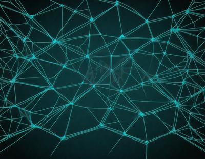 The primary subject of the image is a blue and green pattern, which appears to be a digital art or illustration. The setting is a dark background, which contrasts with the vibrant colors of the pattern. The visual style suggests that the image is a creative and artistic representation of a complex network or structure. The dominant colors are blue and green, which evoke a sense of calmness and tranquility.