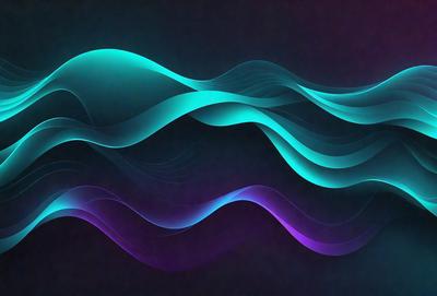 The primary subject of the image is a purple and blue wave, which is the main focus of the image. The setting is a dark background, which contrasts with the vibrant colors of the wave. The visual style is a digital art or illustration, as the wave is depicted in a detailed and artistic manner. The dominant colors are purple and blue, creating a calming and serene atmosphere.