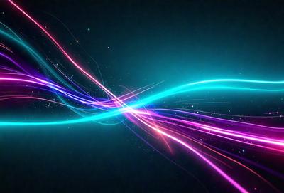 The primary subject of the image is a colorful, swirling pattern of blue, pink, and purple lines. The setting is a dark blue background, which contrasts with the vibrant colors of the swirling lines. The visual style appears to be a digital art or illustration, as the lines are smooth and flowing. The dominant colors are blue, pink, and purple, creating a lively and energetic atmosphere.