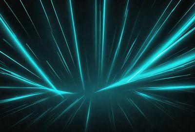 The primary subject of the image is a blue light streak, which appears to be a neon light or a lightning bolt. The setting is a dark background, which contrasts with the bright blue light. The visual style is a digital art or illustration, as the light streak is depicted in a stylized manner. The colors and mood of the image are predominantly blue, creating a sense of movement and energy.