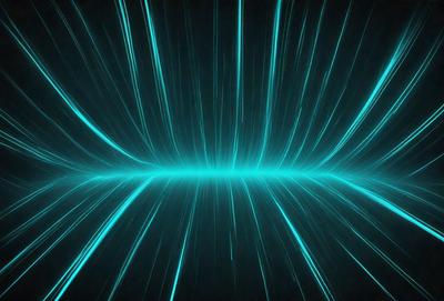 The primary subject of the image is a blue light streak, which appears to be a neon light or a lightning bolt. The setting is a dark background, which contrasts with the bright blue light. The visual style of the image is a digital art or illustration, as it is a well-defined and detailed light streak. The colors and mood of the image are predominantly blue, creating a sense of movement and energy.