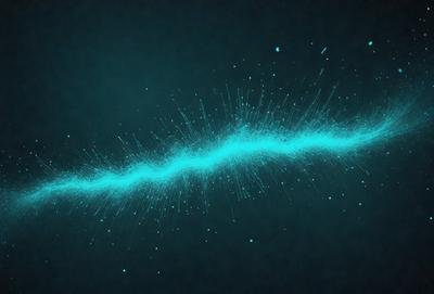 The primary subject of the image is a blue light streak or a blue line, which appears to be a digital art or illustration. The setting is a dark blue background, and the visual style suggests that it is a digital creation. The colors and mood of the image are predominantly dark and moody, with the blue light streak or line being the main focal point.